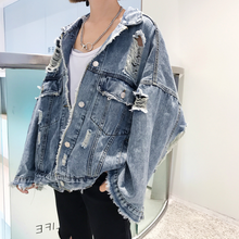 Load image into Gallery viewer, Autumn Spring Korean Women Hole Denim Jacket 2020 Loose Frayed Denim Bomber Jacket Manteau Femme Abrigo De Mujer