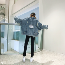 Load image into Gallery viewer, Autumn Spring Korean Women Hole Denim Jacket 2020 Loose Frayed Denim Bomber Jacket Manteau Femme Abrigo De Mujer