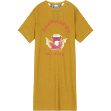 Load image into Gallery viewer, ELFSACK Green Graphic Print Bright Casual Dresses Women 2020 Spring Yellow Lace Cut Out Short Sleeve Korean Ladies Daily Dress