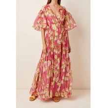 Load image into Gallery viewer, DEAT 2020 new summer fashion women clothes V-neck flare sleeves printed linen pullover big mesh female dresses tide WL40405L