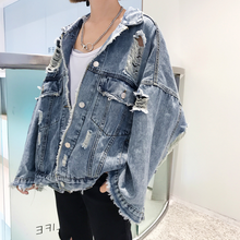 Load image into Gallery viewer, Autumn Spring Korean Women Hole Denim Jacket 2020 Loose Frayed Denim Bomber Jacket Manteau Femme Abrigo De Mujer
