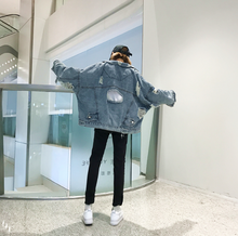 Load image into Gallery viewer, Autumn Spring Korean Women Hole Denim Jacket 2020 Loose Frayed Denim Bomber Jacket Manteau Femme Abrigo De Mujer
