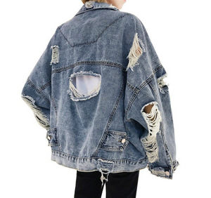 Autumn Spring Korean Women Hole Denim Jacket 2020 Loose Frayed Denim Bomber Jacket Manteau Femme Abrigo De Mujer