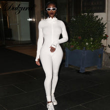 Load image into Gallery viewer, Dulzura letter ribbed stripe knitted women jumpsuit bodycon fitness sexy streetwear 2019 autumn winter outfit clubwear party
