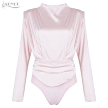 Load image into Gallery viewer, ADYCE 2020 New Summer Women Casual Long Sleeve Black Pink Bodysuit Sexy O Neck Skinny Jumpsuit Romper Fashion One Piece Bodysuit
