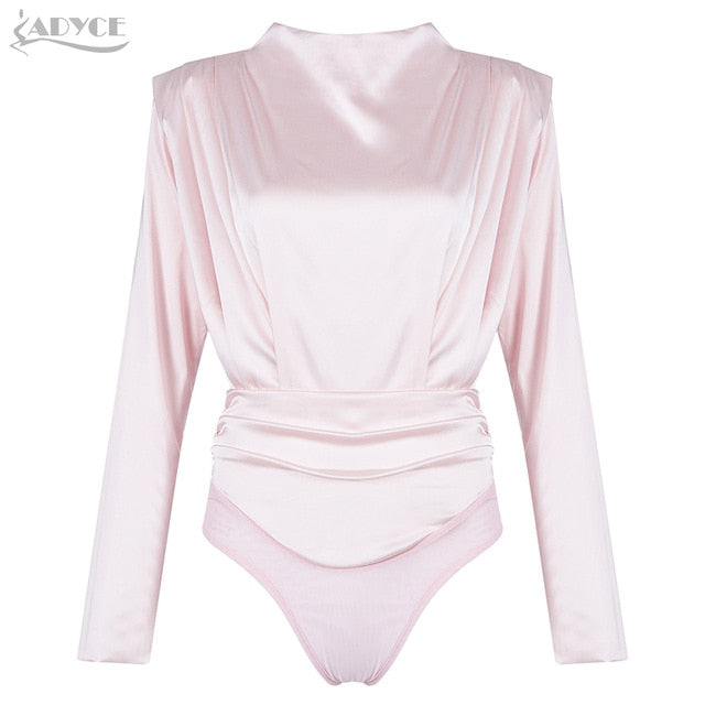 ADYCE 2020 New Summer Women Casual Long Sleeve Black Pink Bodysuit Sexy O Neck Skinny Jumpsuit Romper Fashion One Piece Bodysuit