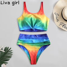 Load image into Gallery viewer, Rainbow Print Bikini Swimwear Summer Swimsuit Push-Up Brazilian Bikinis Push Up Bathing Suit Female Swimwear Beach Wear Biquinis
