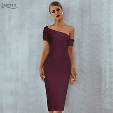 Load image into Gallery viewer, Adyce 2020 Summer One Shoulder Bodycon Bandage Dress Sexy Short Sleeve Club Wear Wine Red Celebrity Evening Party Dress Vestidos
