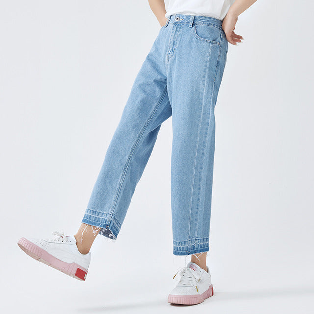 Semir 2019 summer new wide-leg jeans women cotton hit color retro pants tide