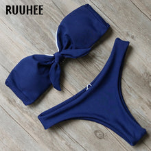 Load image into Gallery viewer, RUUHEE Pure Color Bikini Set Swimwear Women Brazilian Bikini 2017 Swimsuit Bathing Suit Push Up Beachwear With Pad Biquini
