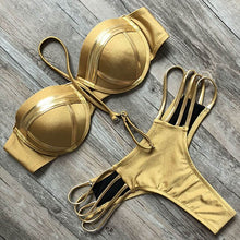 Load image into Gallery viewer, Sexy Push Up Bikini 2018 String Bikinis Women Bandeau Swimsuit Thong Swimwear Micro Bikini Set Bathing Suit Brazilian Biquini
